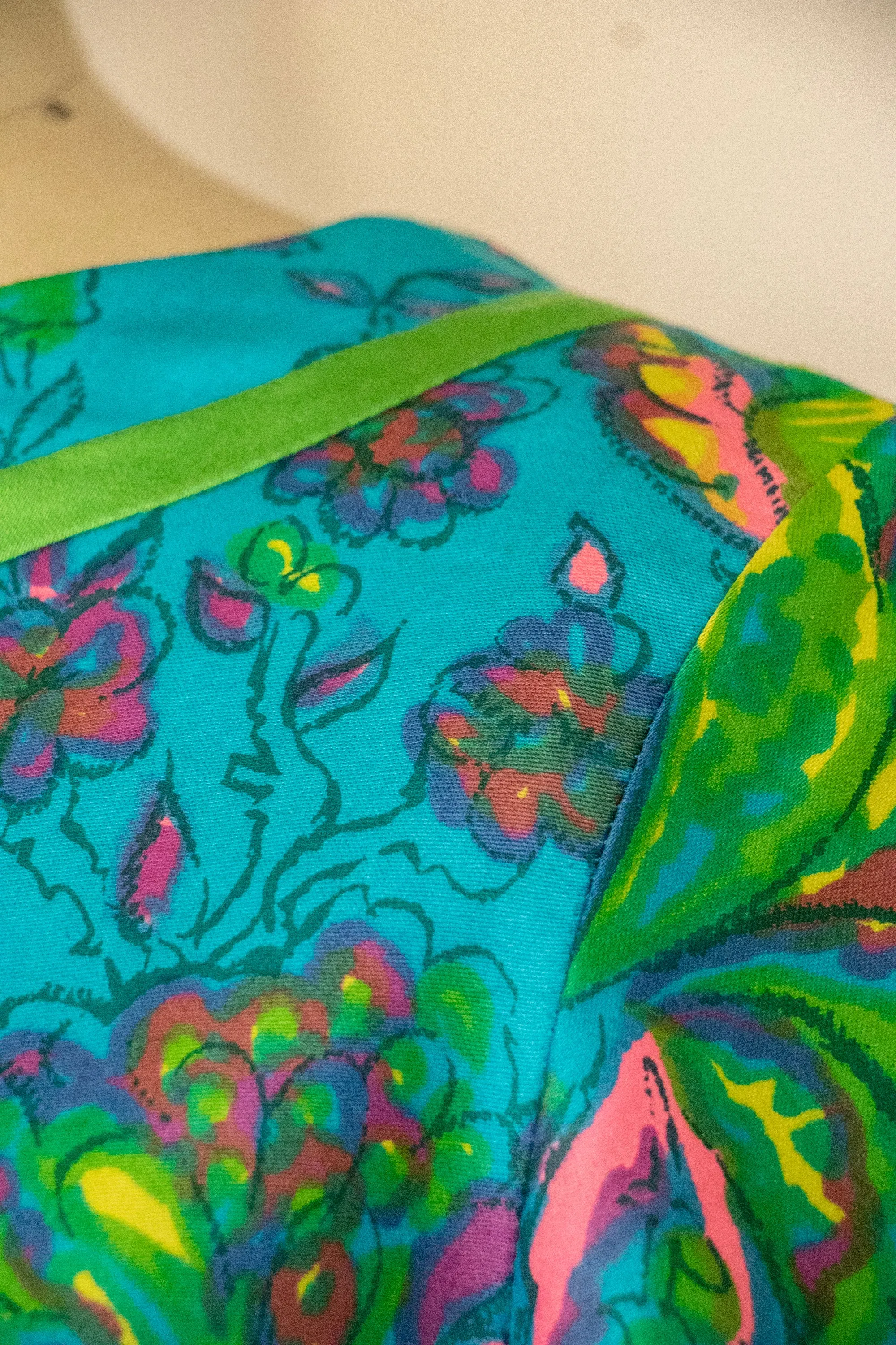 1960s Dress Printed Cotton Shift M