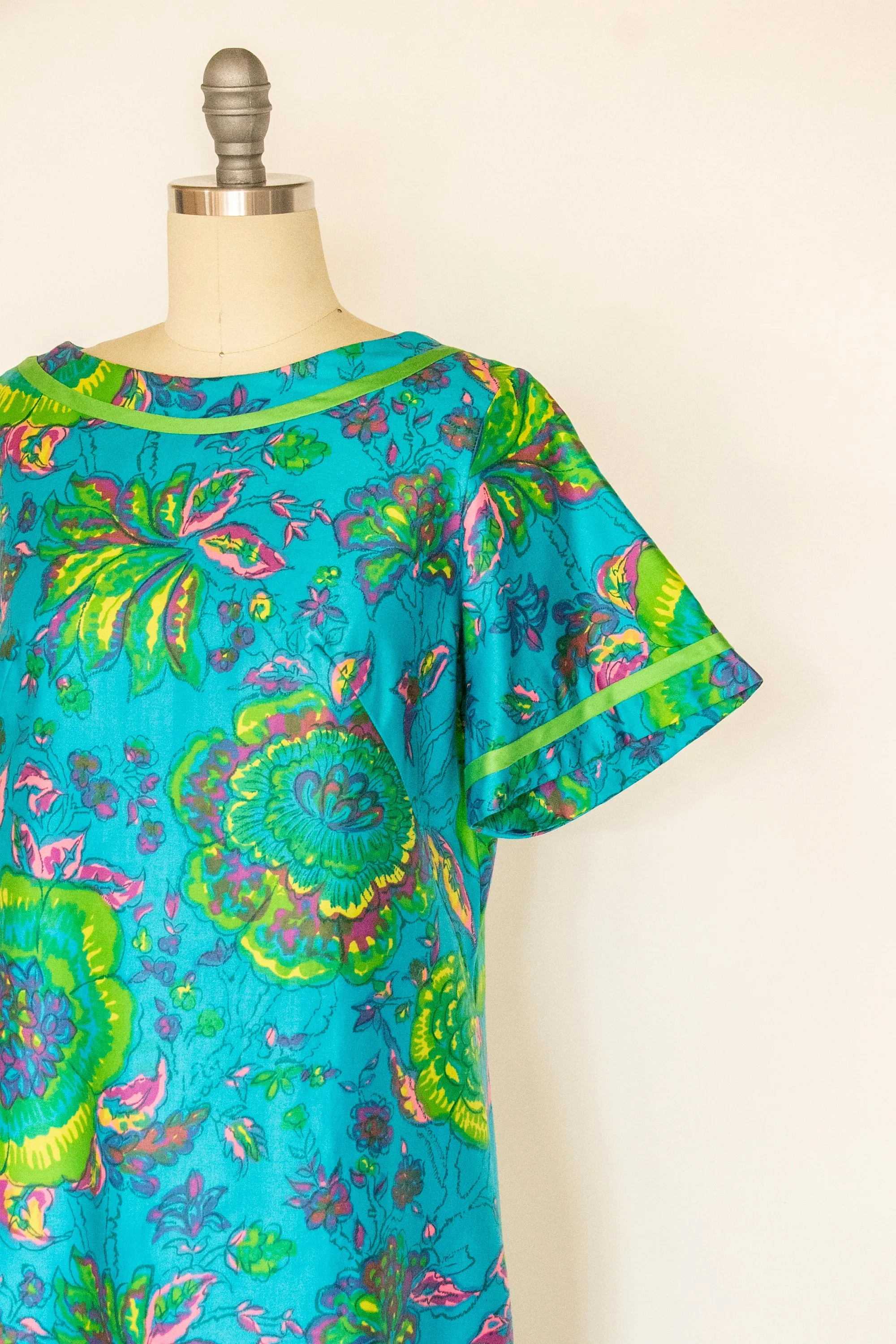 1960s Dress Printed Cotton Shift M