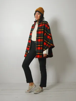 1960's Tartan Wool Plaid Cape