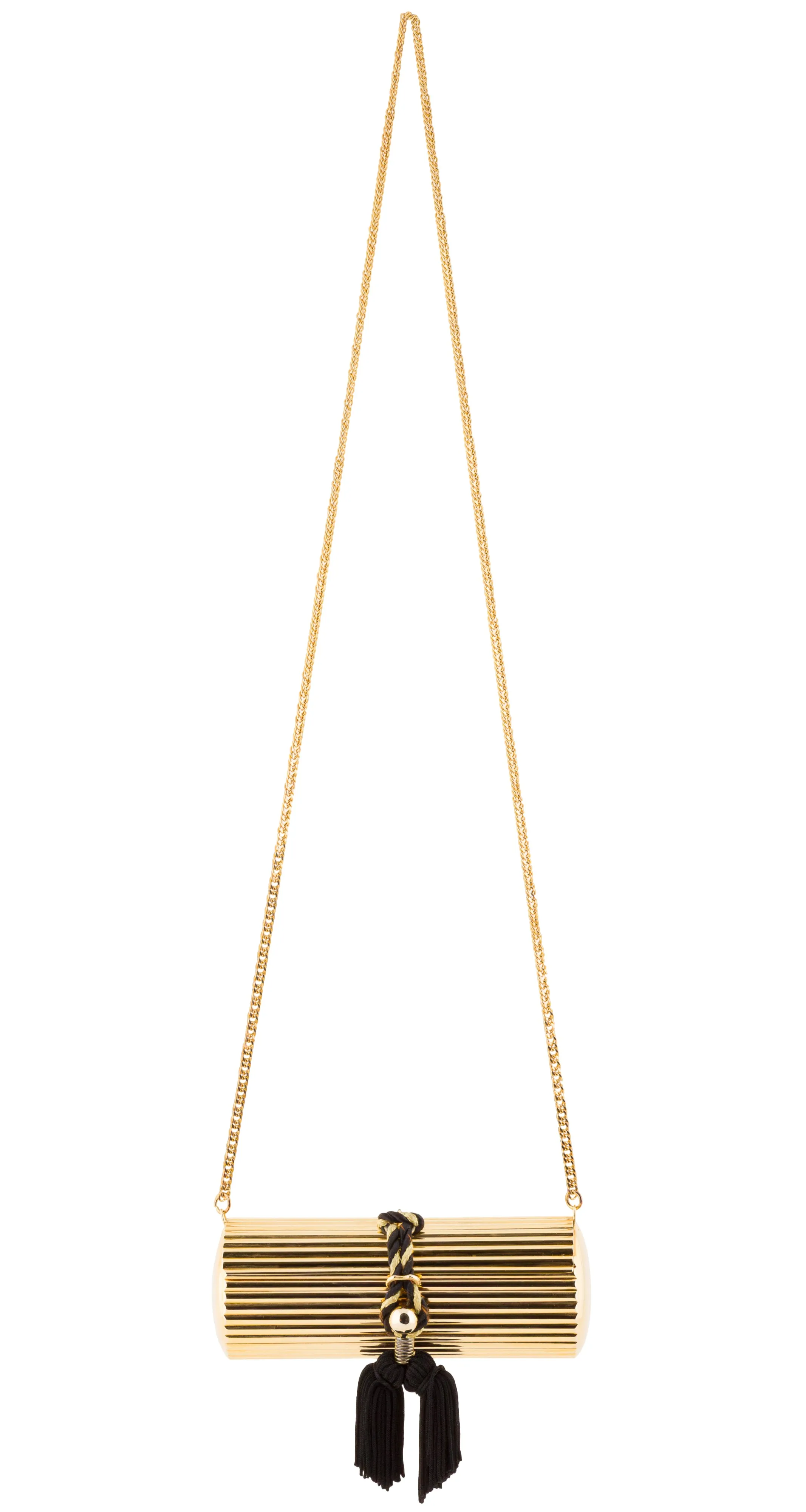 1980s Gold Metal Tassel Convertible Minaudière Bag