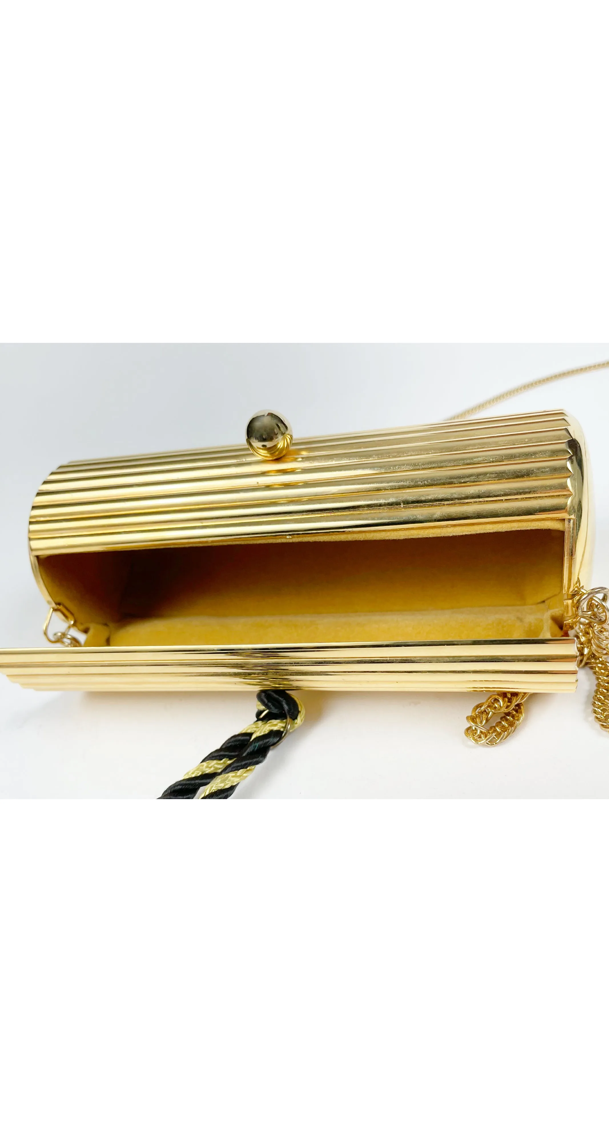 1980s Gold Metal Tassel Minaudière Evening Bag