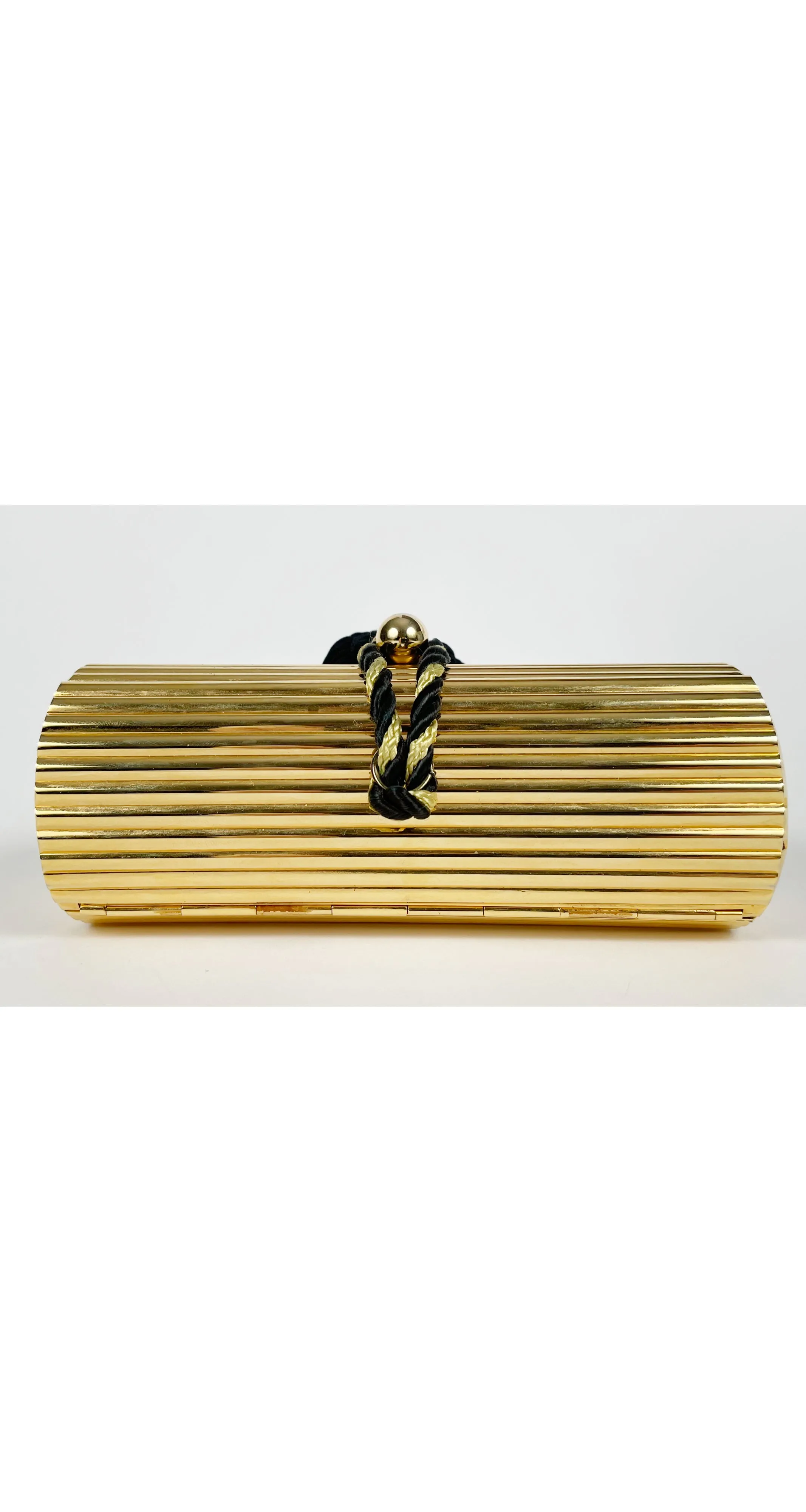 1980s Gold Metal Tassel Minaudière Evening Bag