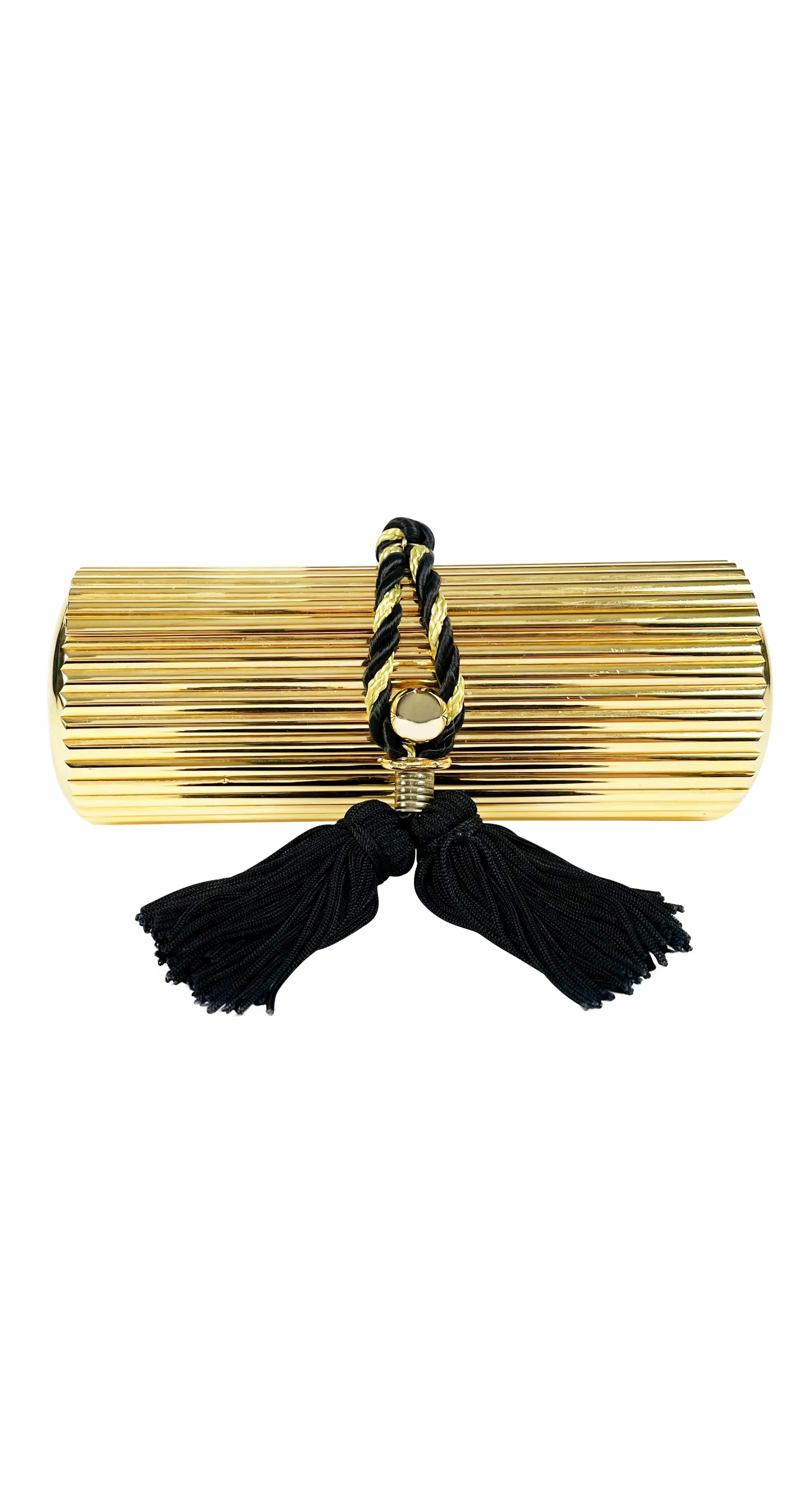 1980s Gold Metal Tassel Minaudière Evening Bag