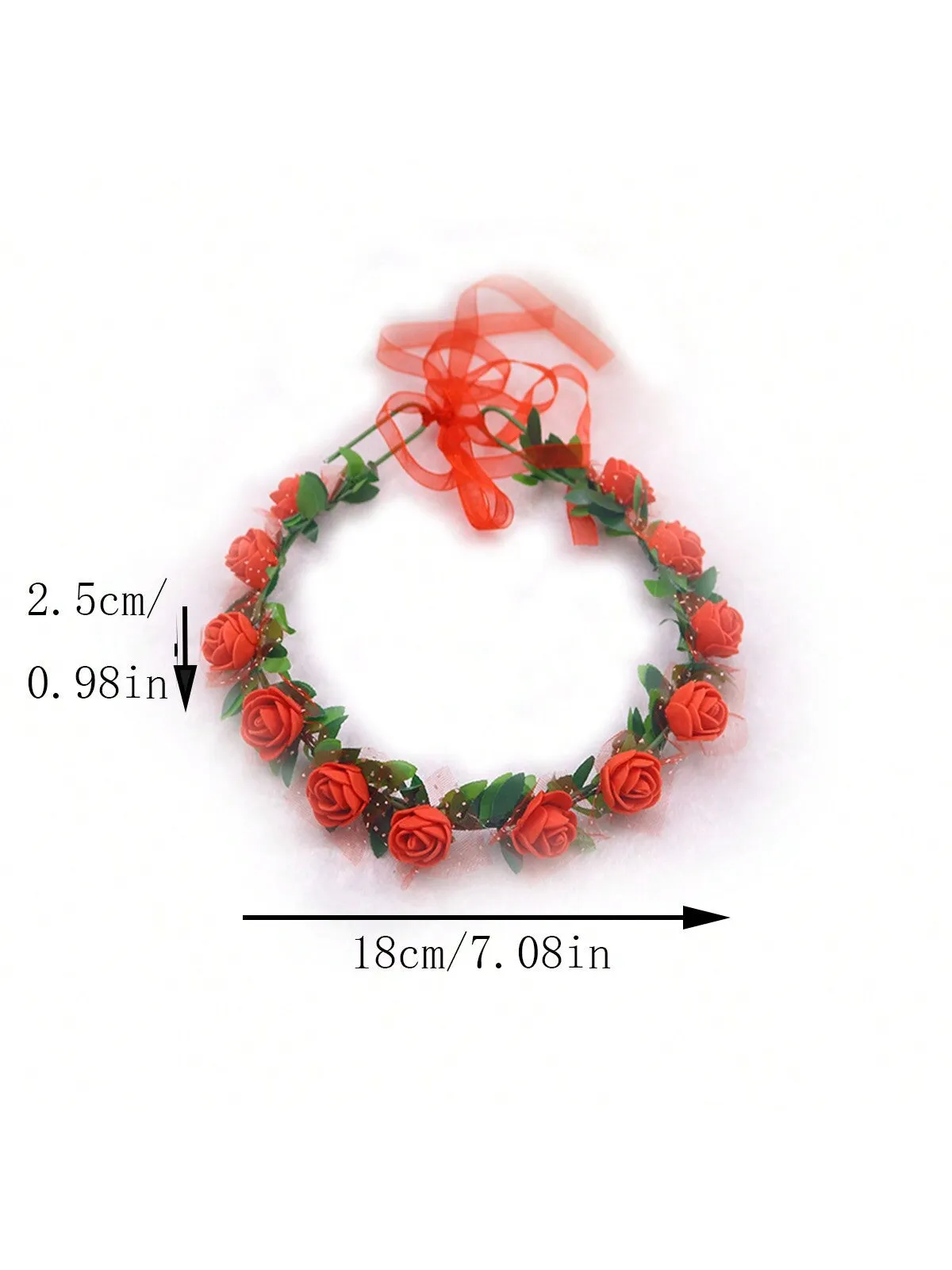 1pc Vintage Style Forest Rose Flower Crown Headband Bridal Rose Flower Wreath Hair Accessory In Pink