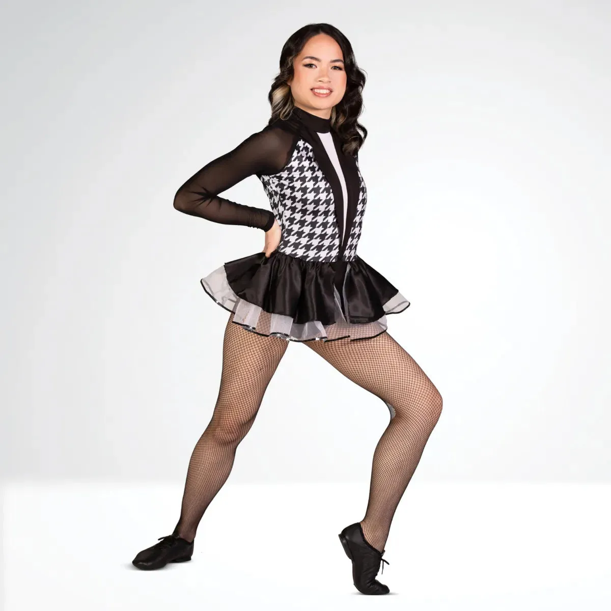 1st Position Raglan Sleeve Peplum Skirted Leotard with Front Jacket Detail