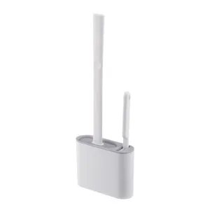 2 in 1 Flex Silicone Toilet Brush with Holder-Gray
