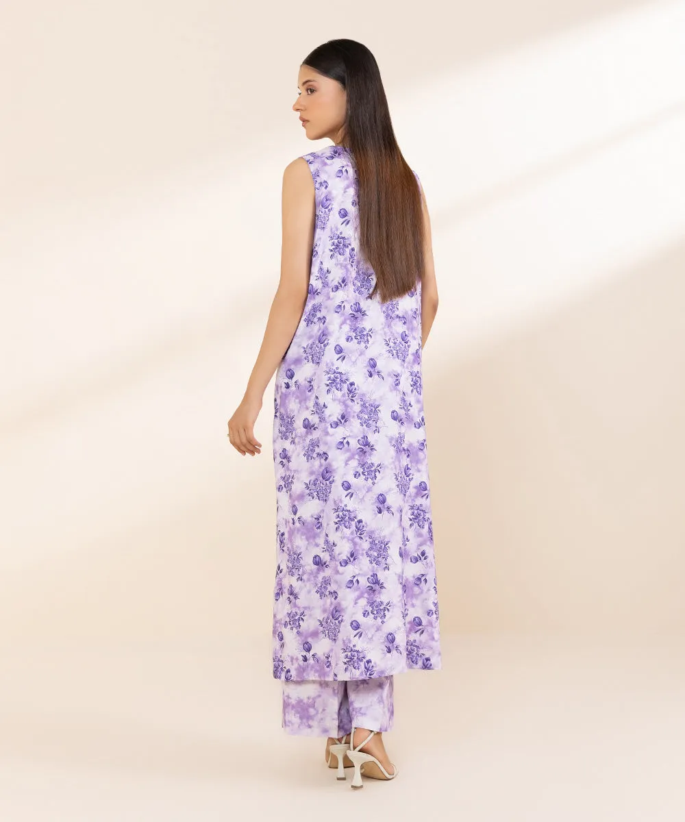 2 Piece - Embroidered Linen Suit