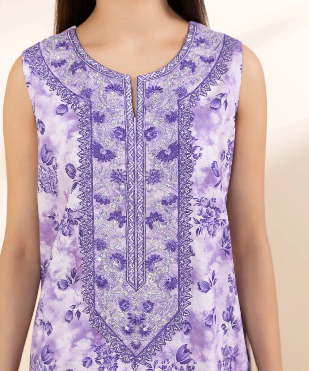 2 Piece - Embroidered Linen Suit