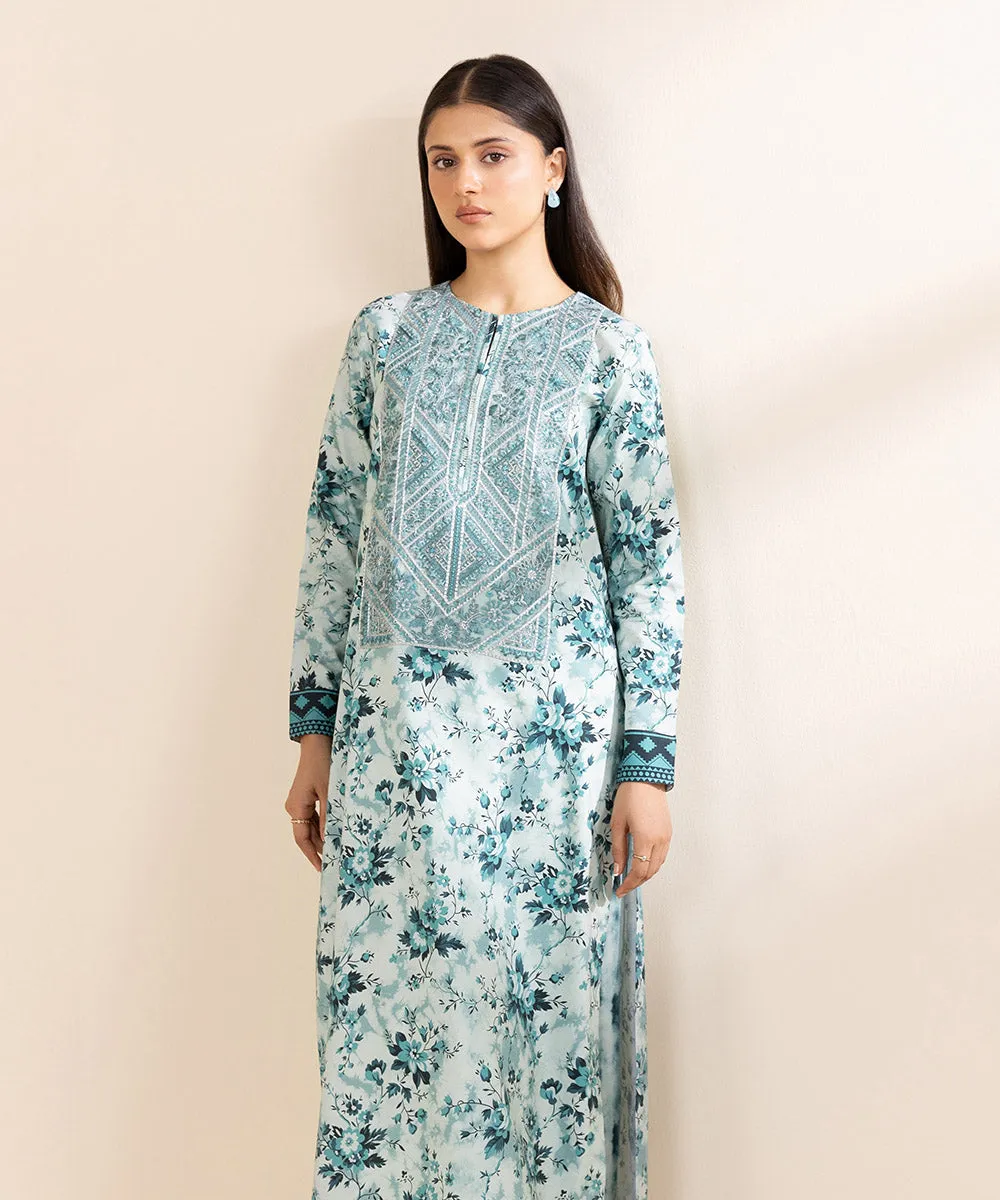 2 Piece - Embroidered Linen Suit