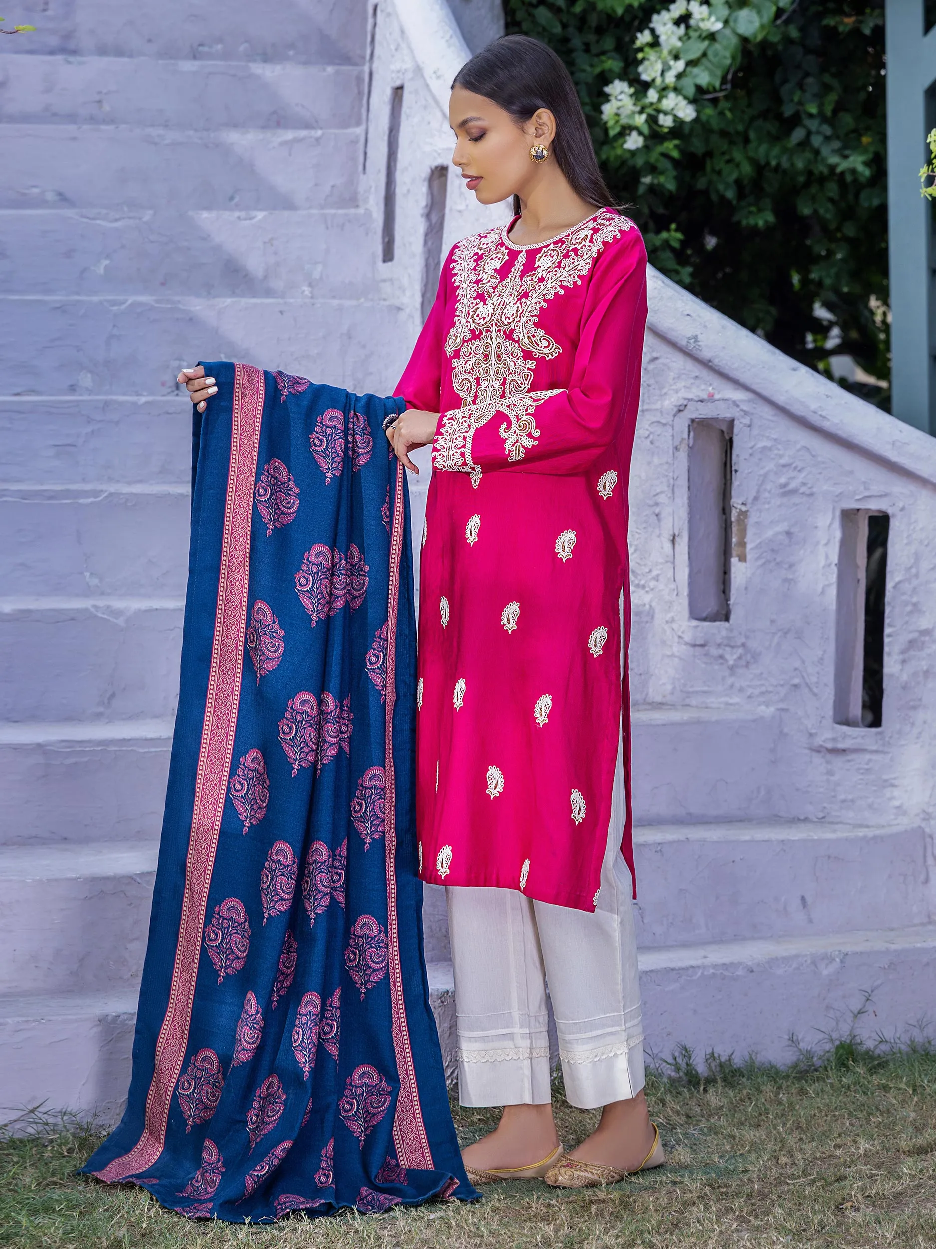 2 Piece Khaddar Suit-Embroidered (Pret)
