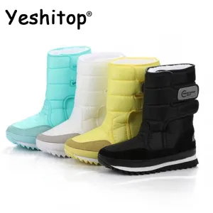 2017 NEW! Warm Solid Anti-Slip Snow Boots Women Waterproof Female Winter Boots Thermal Shoes Botas Mujer Plataforma Black&White
