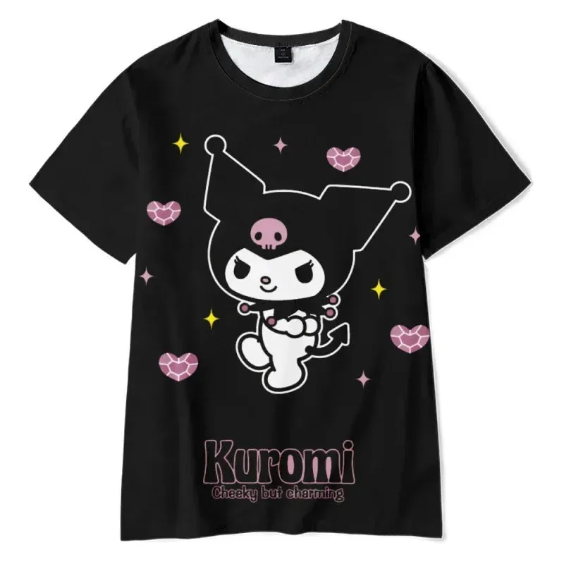 2023 Anime Cartoon Summer Kuromi T-Shirt My Melody Hello Kitty 3D Print Cartoons Clothes Kid Girl Boy Fashion T Shirt Casual Top