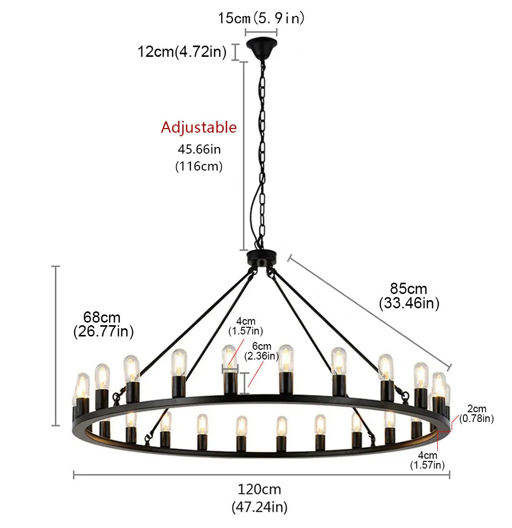 24-Lights Candle Wheel Design Chandelier