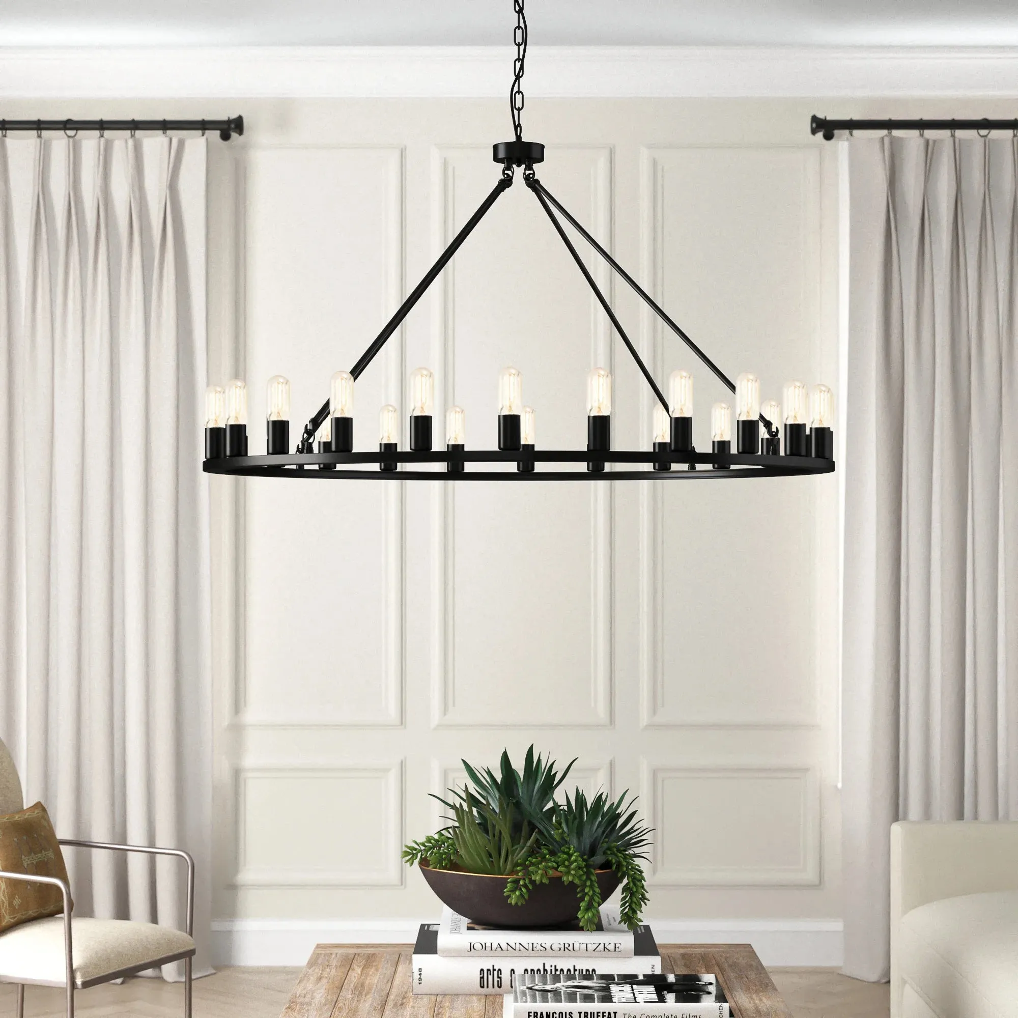 24-Lights Candle Wheel Design Chandelier