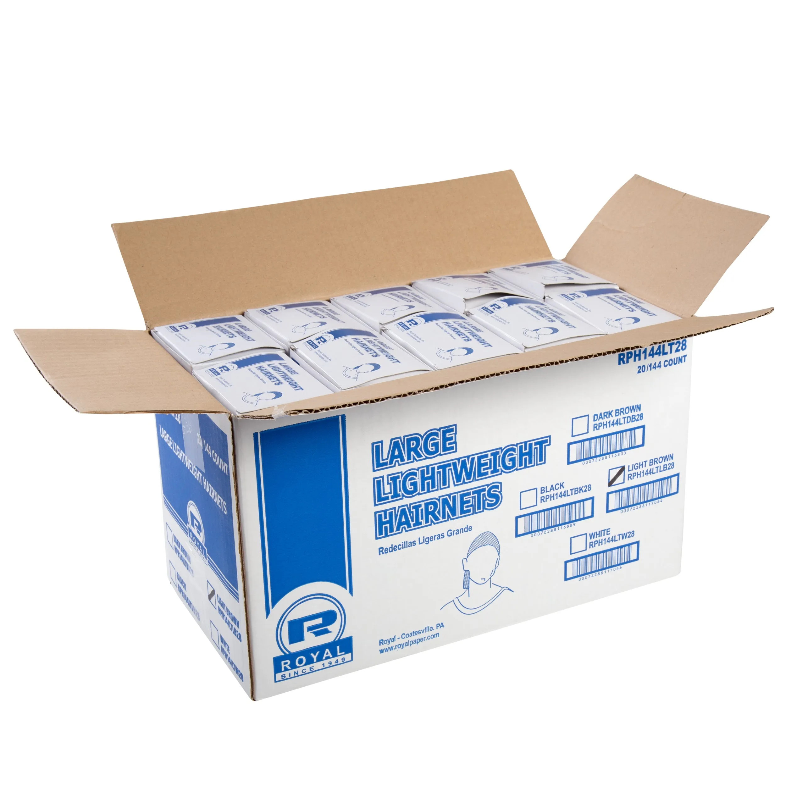 28" Light Brown Latex Free Light Weight Hairnets, Case of 2,880