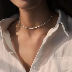 2CT TCW Round Diamond 4 Prong Tennis Necklace