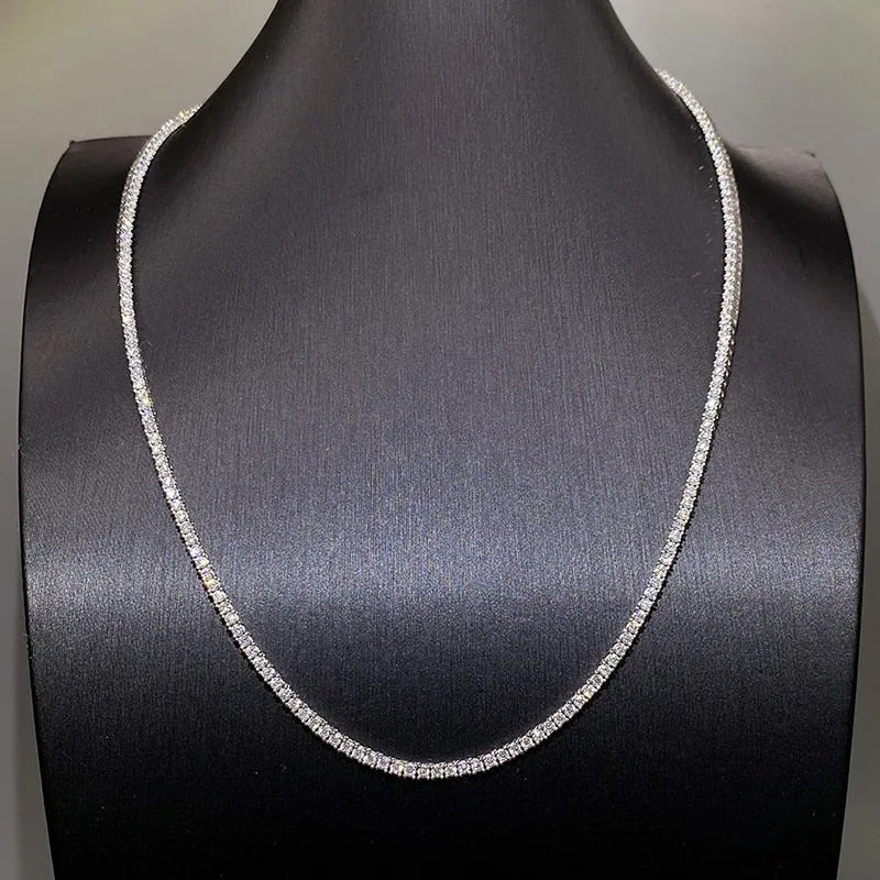 2CT TCW Round Diamond 4 Prong Tennis Necklace
