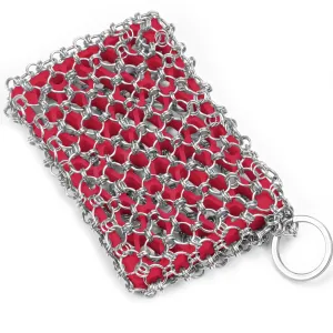 2in1 Cast Iron Pan Cleaner Scrubber - Detachable Cast Iron Scrubber Chain Mail Scrubber, Cast Iron Skillet Scrubber Cast Iron Cleaning Chainmail Scrubber for Cast Iron, Dutch Oven, Carbon Steel