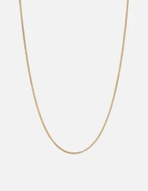2mm Cuban Chain Necklace, Gold