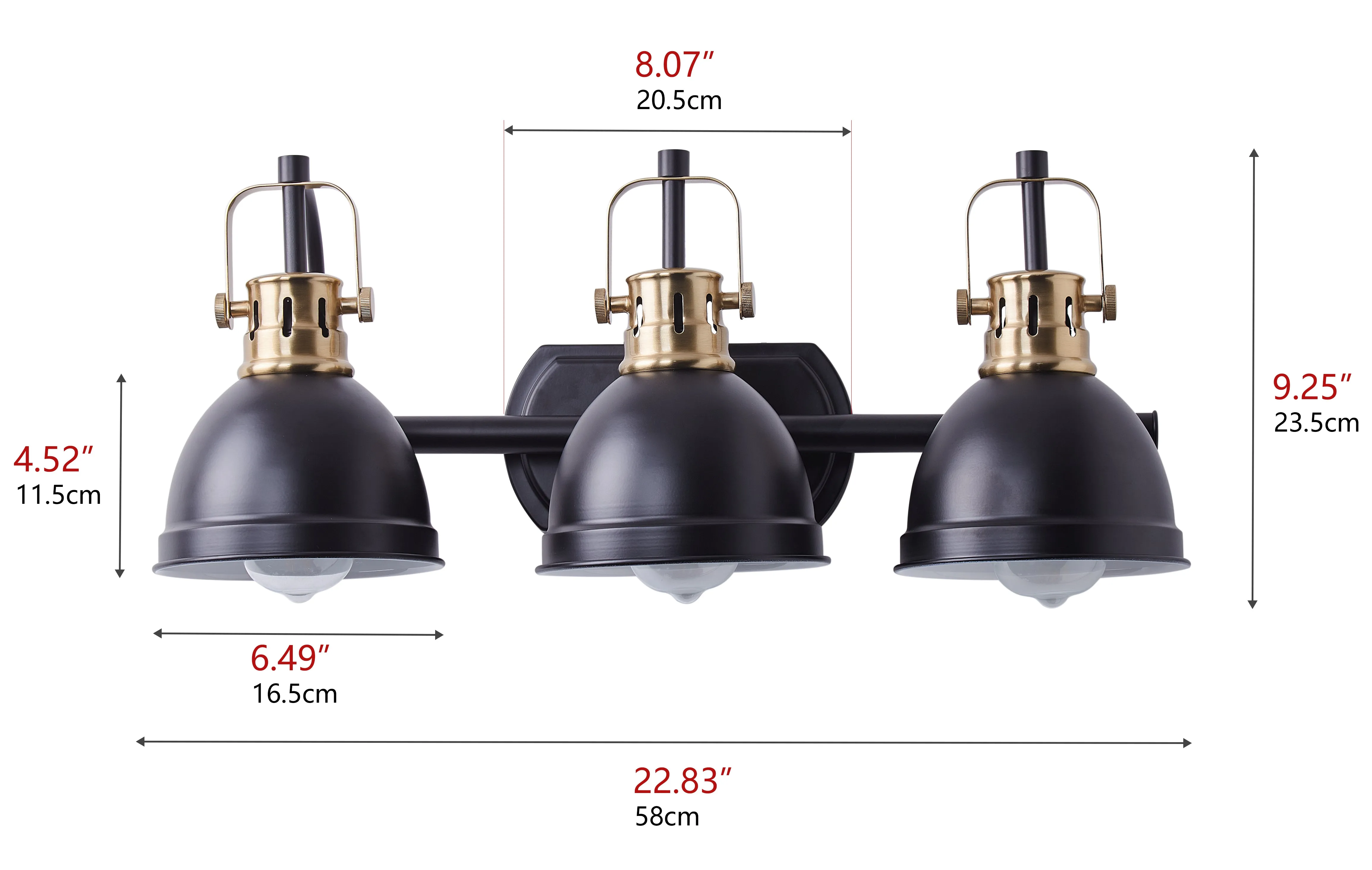 3-Lights Dimmable Vintage Style Vanity Lighting