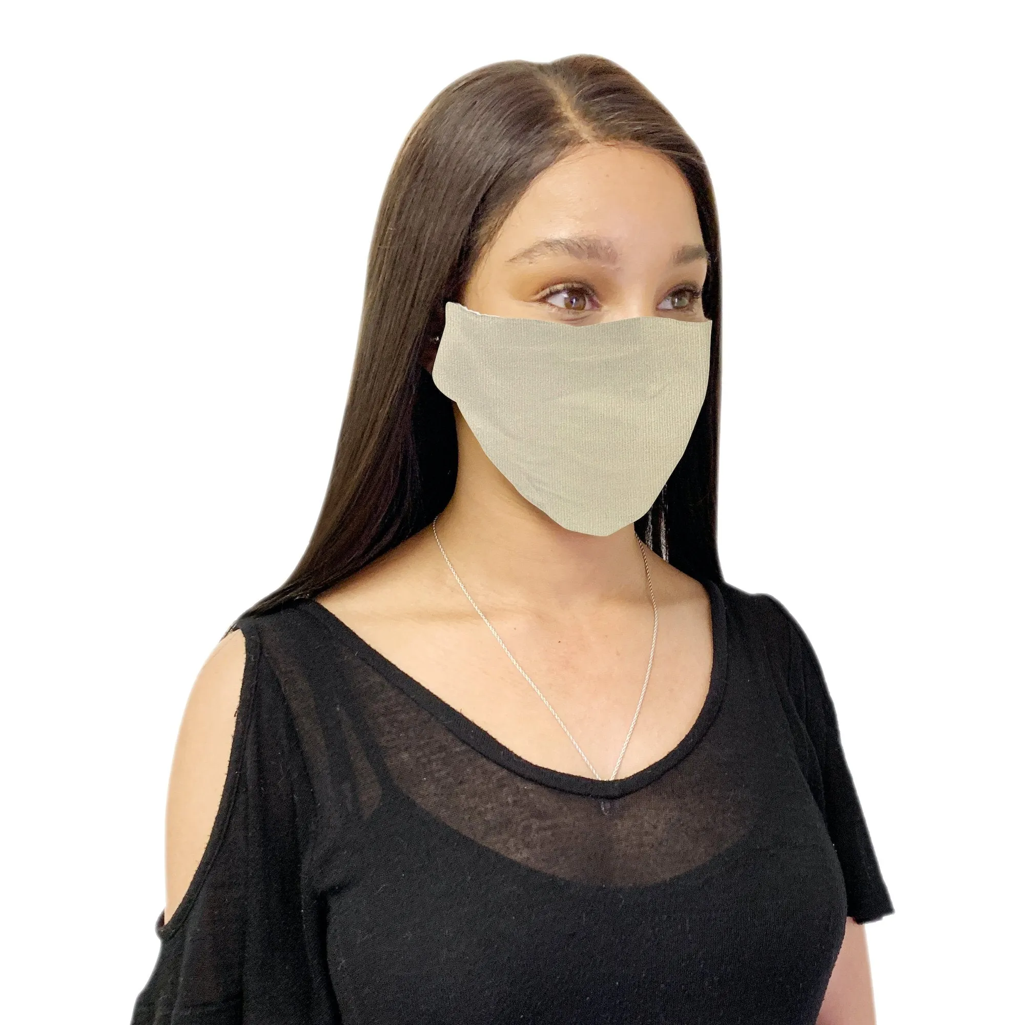 3 Pack Ivory Cotton Face Mask Cloth Masks for Mouth Nose Washable Reusable Double Layer Covering Adjustable Ear