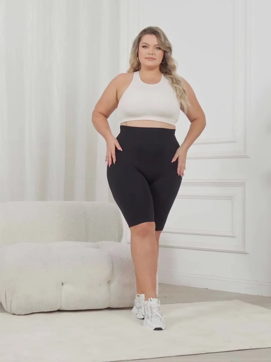 3-Pack Plus Size Yoga Shorts For Women, High Waist Peach Lift, Stretchy, Butt-lifting, High Elasticity, Fitness Activewear, Quick-Dry, Seamless Sport Shorts Set
