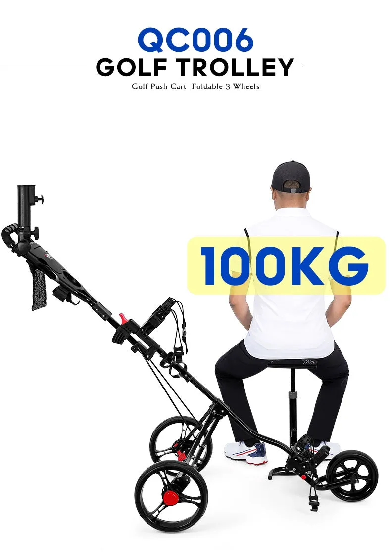 3-Wheel Lightweight Portable Cart With Seat
