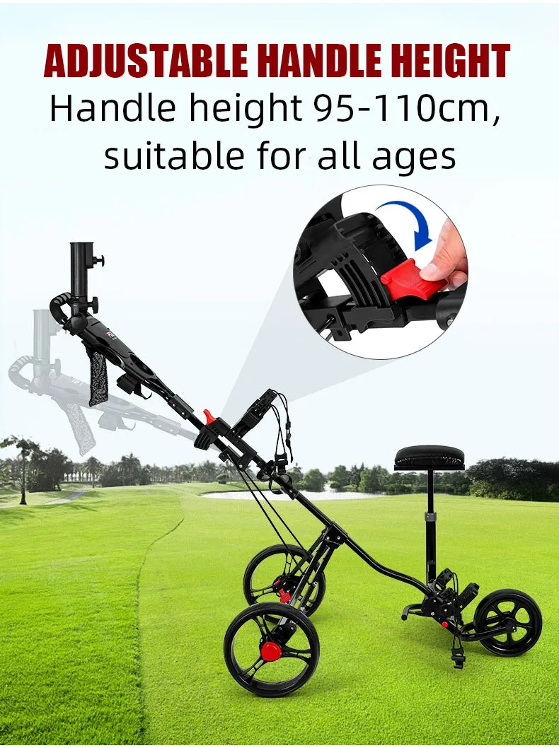 3-Wheel Lightweight Portable Cart With Seat