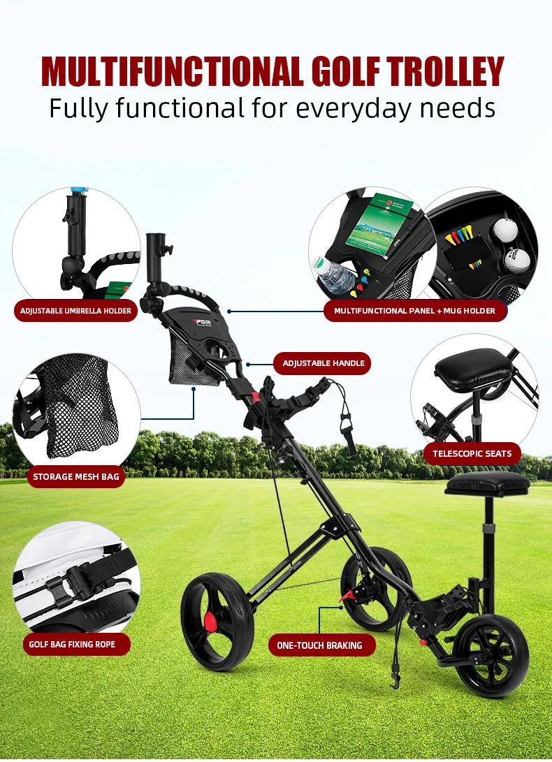 3-Wheel Lightweight Portable Cart With Seat