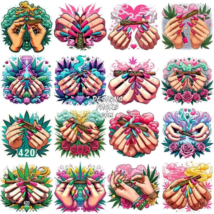 35 Girl Hands 420 Cannabis Marijuana Designs Bundle PNG