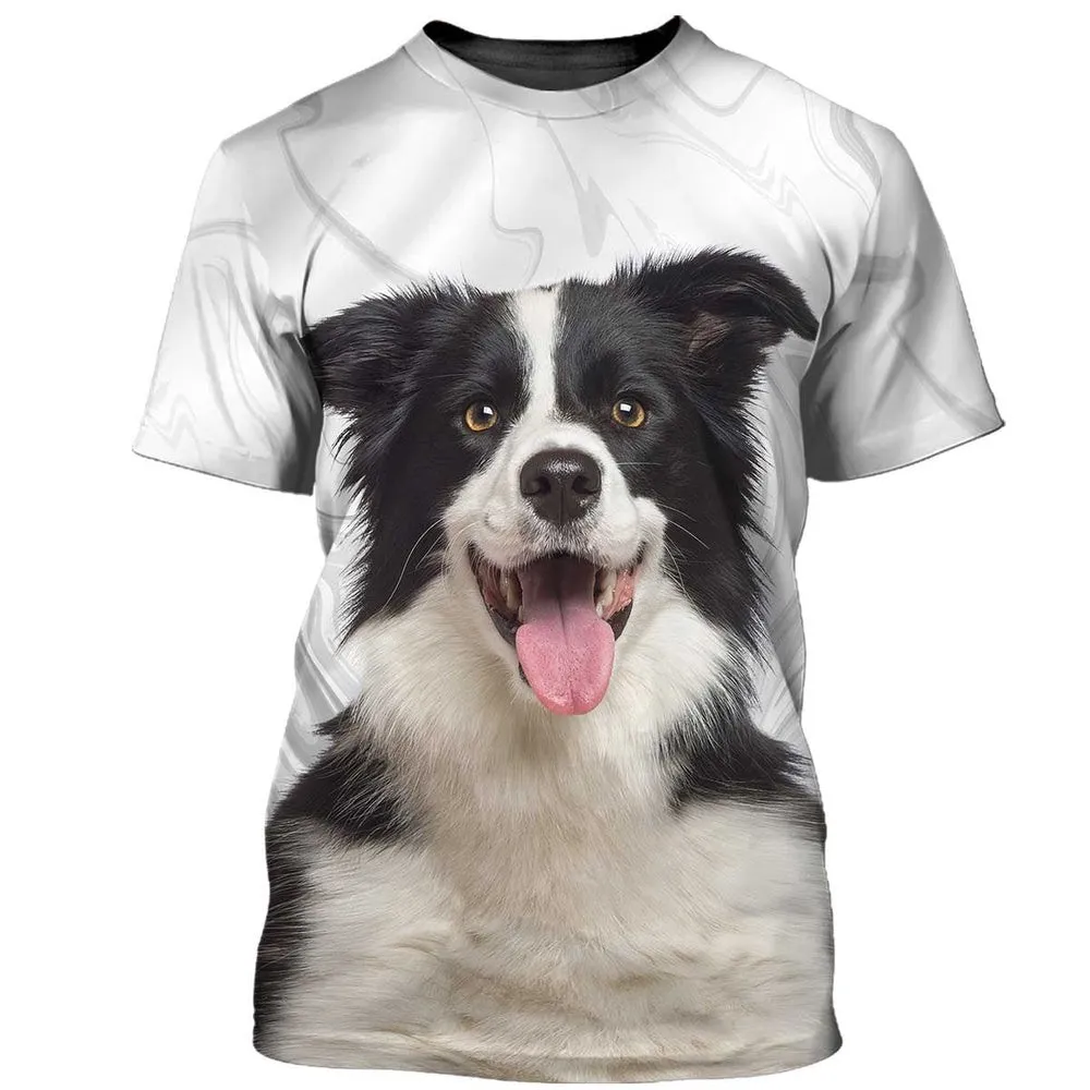 3D Dog T Shirts, Border Collie All Over Print T-Shirt, Gift For Pet Loves