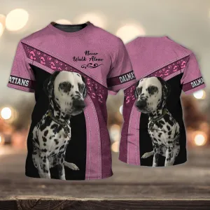 3D Dog T Shirts, Dalmatians Never Walk Alone All Over Print T-Shirt, Gift For Pet Loves