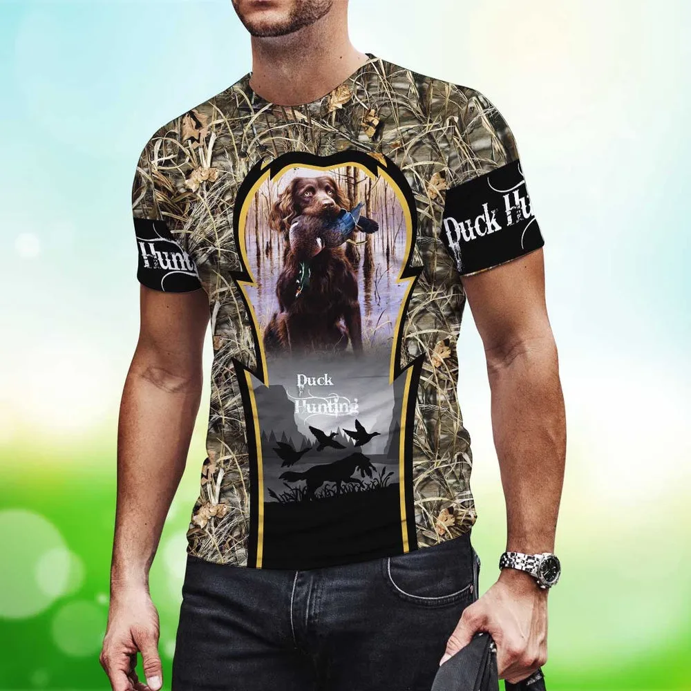3D Dog T Shirts, Duck Hunting Dog Cute All Over Print T-Shirt, Gift For Pet Loves