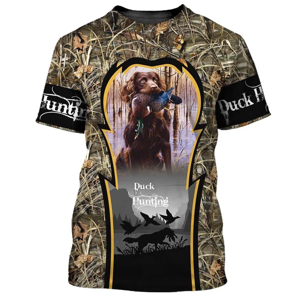 3D Dog T Shirts, Duck Hunting Dog Cute All Over Print T-Shirt, Gift For Pet Loves