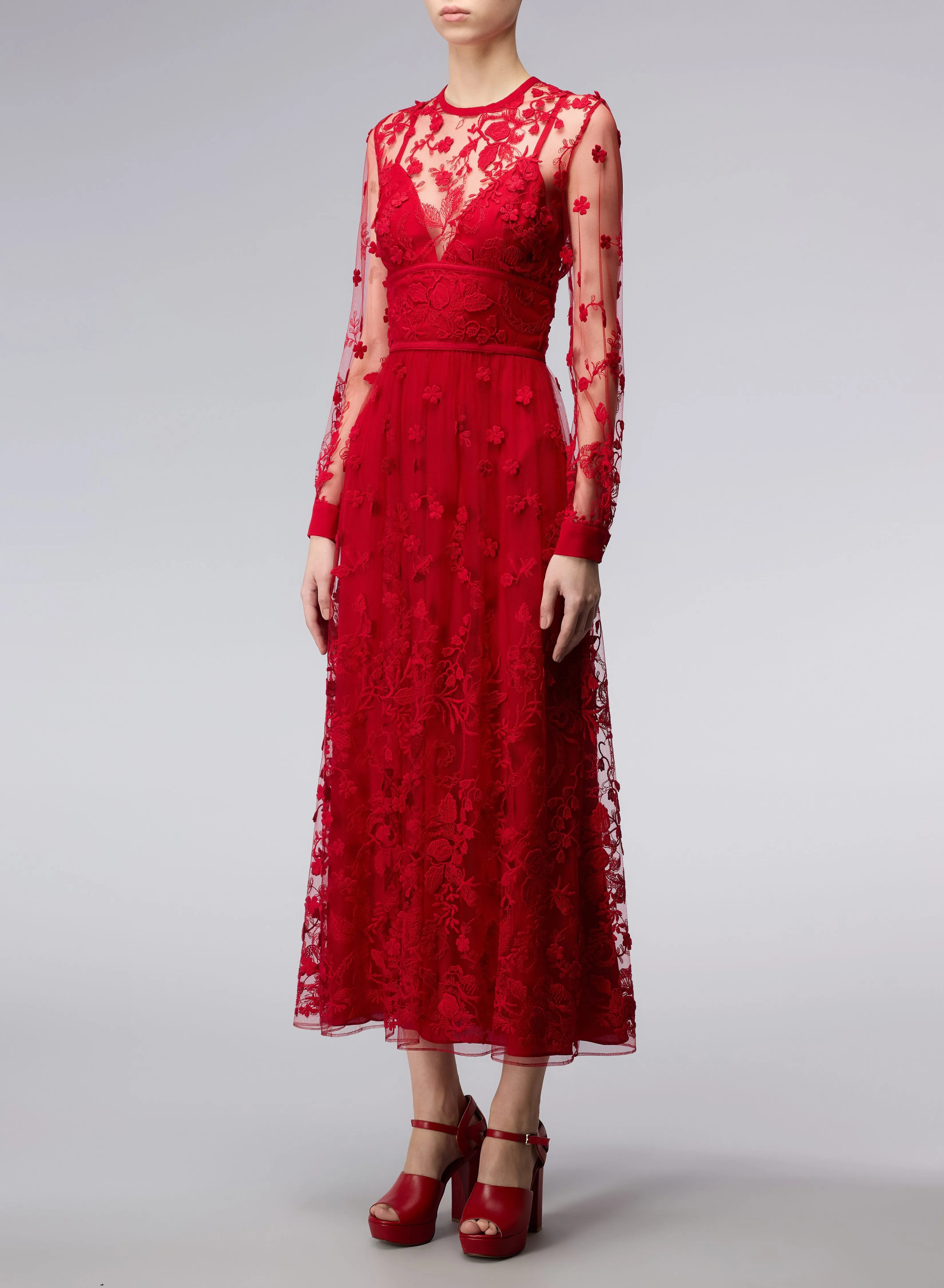 3D Embroidered Tulle Dress