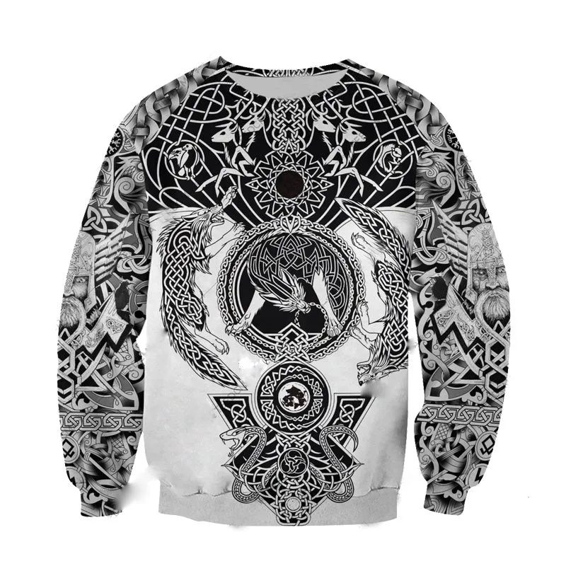 3D hoodies for men Viking Odin Best Viking Tattoo 3D Hoodies Men/women Hipster Streetwear Outfit