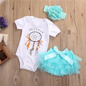 3PCS Baby Girls Clothing Set Top Tutu Skirts Ruffles Bodysuit Tops Headband Outfits Clothing Baby Girl Costume