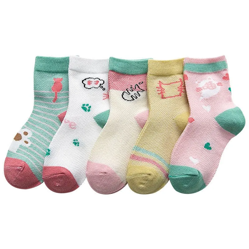5-Pack Adorable Cartoon Summer Socks (3 Designs)