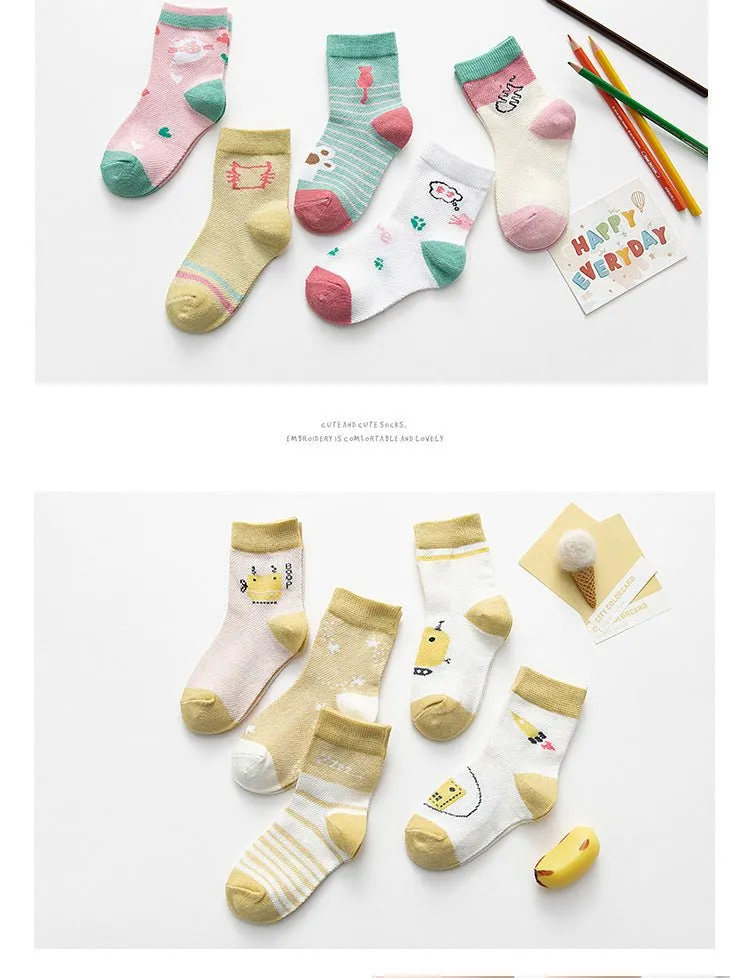 5-Pack Adorable Cartoon Summer Socks (3 Designs)