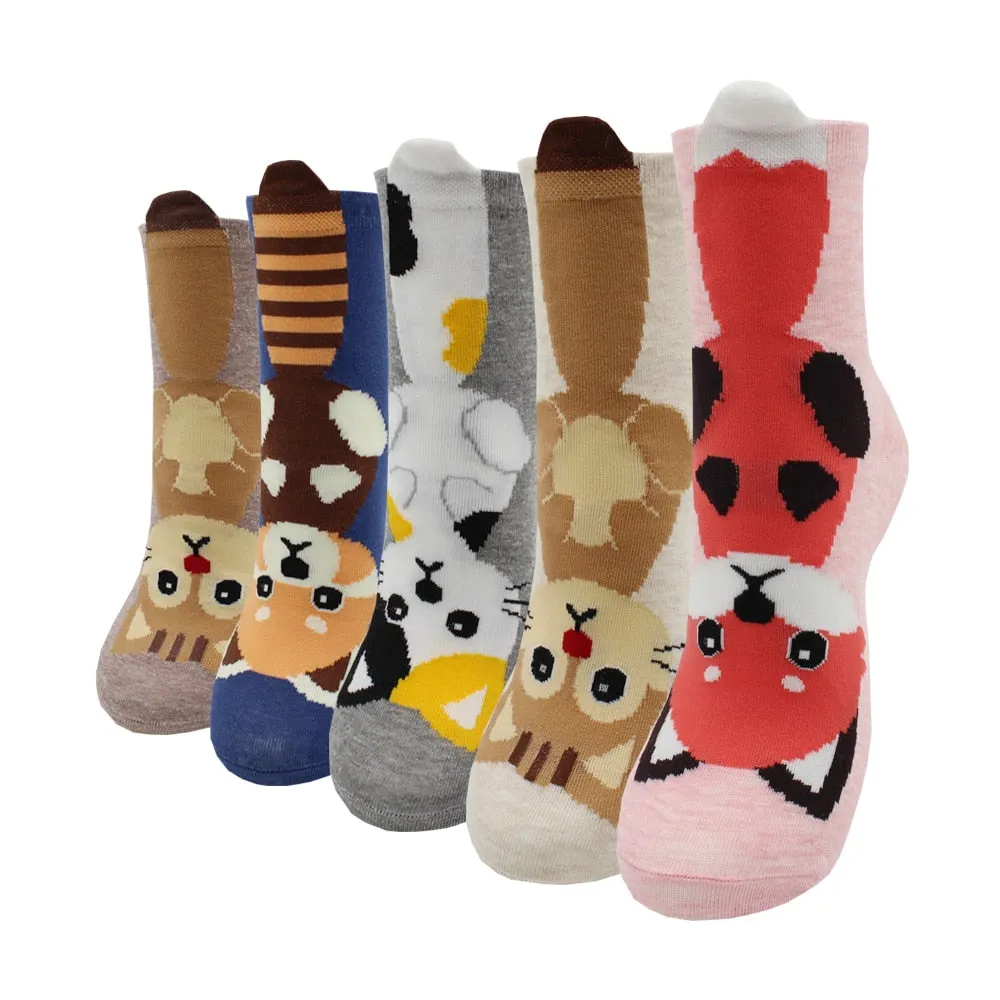 5-Pair Colorful Cute Cartoon Women's Sock Sets