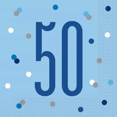 50 Blue & Silver Glitz Napkins