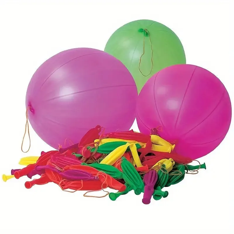 50-Pieces: Vibrant Punch Balloons Set - Heavy-Duty, Rubber-Banded, and Long-Lasting