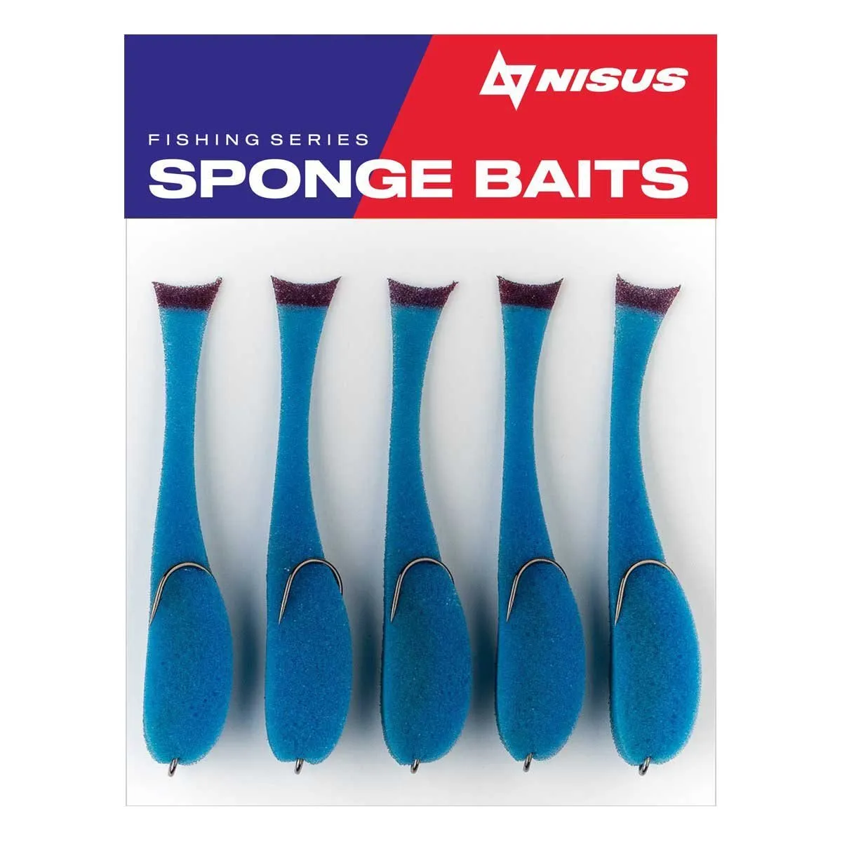 5" Sponge Bait with a Double Hook for Predatory Fish, Multi-Colored, 5 pcs