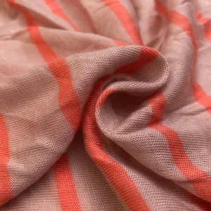 62" Pink Orange Striped 100% Polyester Knit Fabric By the Yard