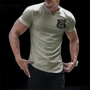 66 ROUTE RIBBED V-NECK GRAPHIC TEE