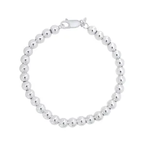 6MM Loose Bead Silver Bracelet 7.5"