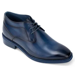7 CM / 2.76 Inches - CMR CHAMARIPA Height Increasing Desert Boots - High Heel Boots For Men - Blue Leather Casual Boots For Men