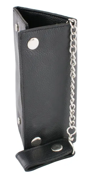 (7X3.75) Men's Tri-Fold Long Wallet w/ Steel Chain