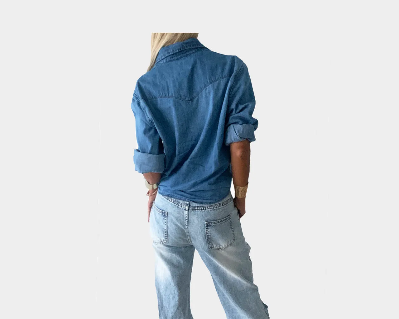 9.1 Sea Blue Denim Long Sleeve Shirt - The Palm Springs