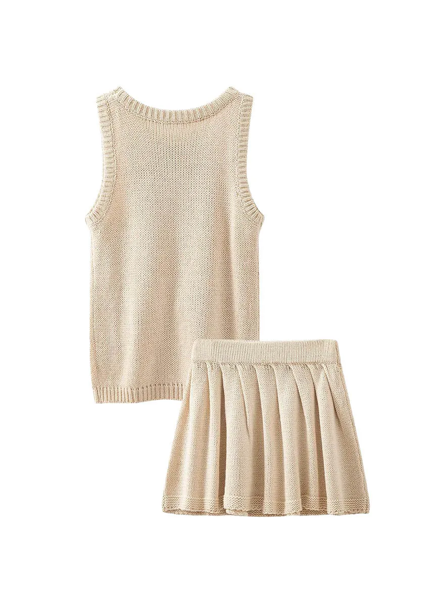 9240040 Knitted Top & Short Skirt Set